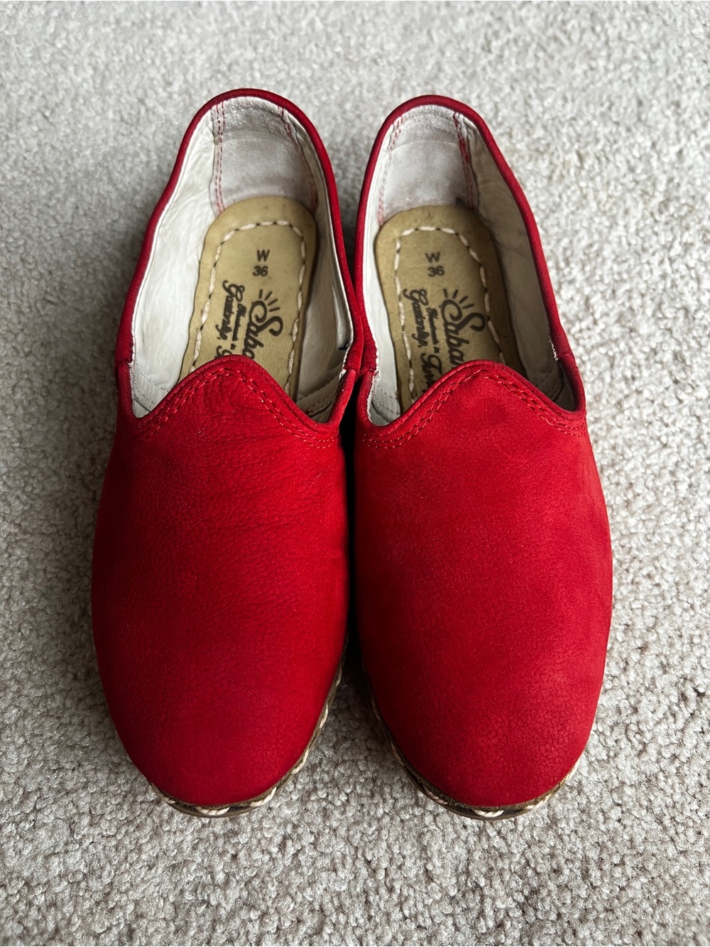 Sabah Red Suede Slip-On Mules